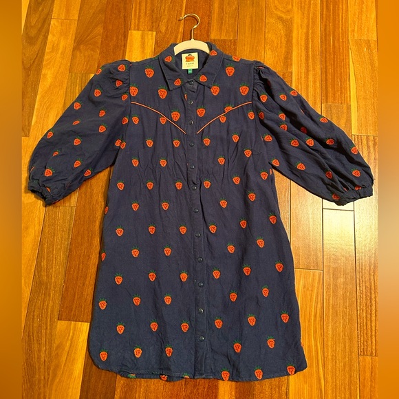 FARM Rio Dresses Farm Rio Strawberry Cross Stitch Mini Navy Blue
